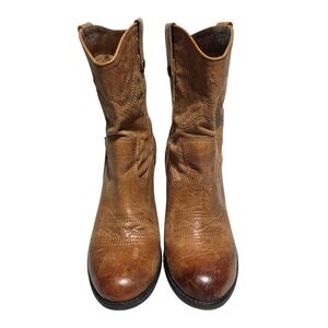 EUC GIANNI BINI BROWN LEATHER WESTERN ANKLE BOOTS SZ 10